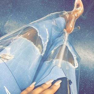 Transparent thigh high boots